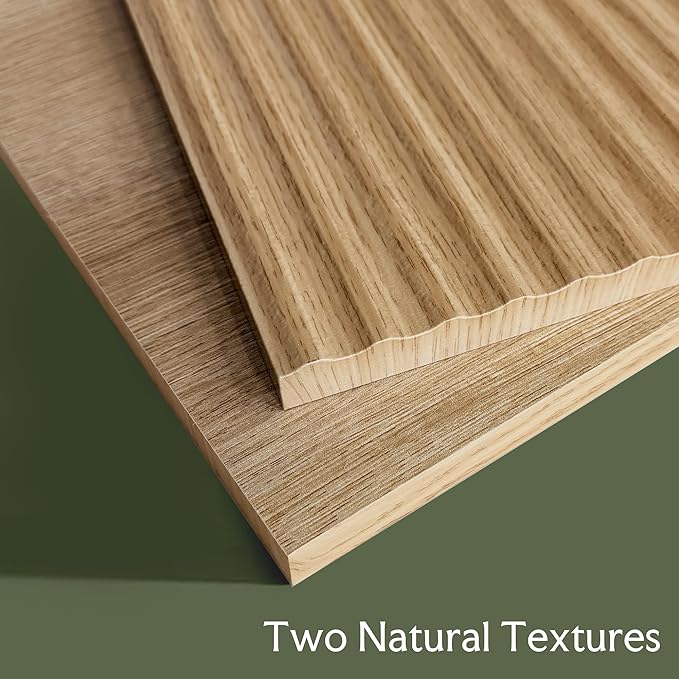 Wood Night Stand Set 2 Fluted Dresser for Bedroom 2 Drawers End Tables Nightstands Set of 2, Storage Modern Bedside Table Set of 2, Oak Nightstand