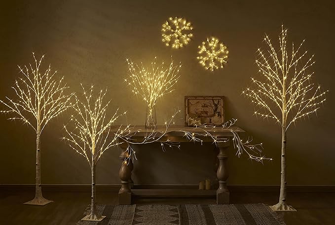 Birchlitland Lighted Birch Tree 6FT 330L Warm White Fairy Lights, White Twig Tree Lights for Indoor Outdoor Home Thanksgiving Christmas Holiday Decoration