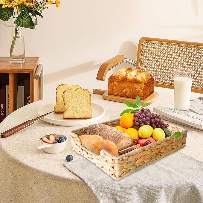 1 Pc A4 File Tray, Natural Water Hyacinth Desk Basket, Wicker Paper Tray File Basket for Desk Organizer, Woven Letter Size Documents Trays for Office,Toilet Tank Organizer