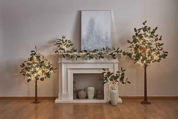 Hairui Lighted Magnolia Tree 4FT 165 LED Fairy Lights, Faux Plant Tree with Lights for Home Holiday Spring Decoration