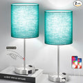 𝟮𝟬𝟮𝟯 𝗡𝗘𝗪 Green Touch Table Lamps Set of 2 with 2 USB & AC Outlet, 3-Way Dimmable Bedside Nightstand Lamps for Bedroom lamps Living Room Nursery, 800 Lumens 5000K Daylight Bulbs Included