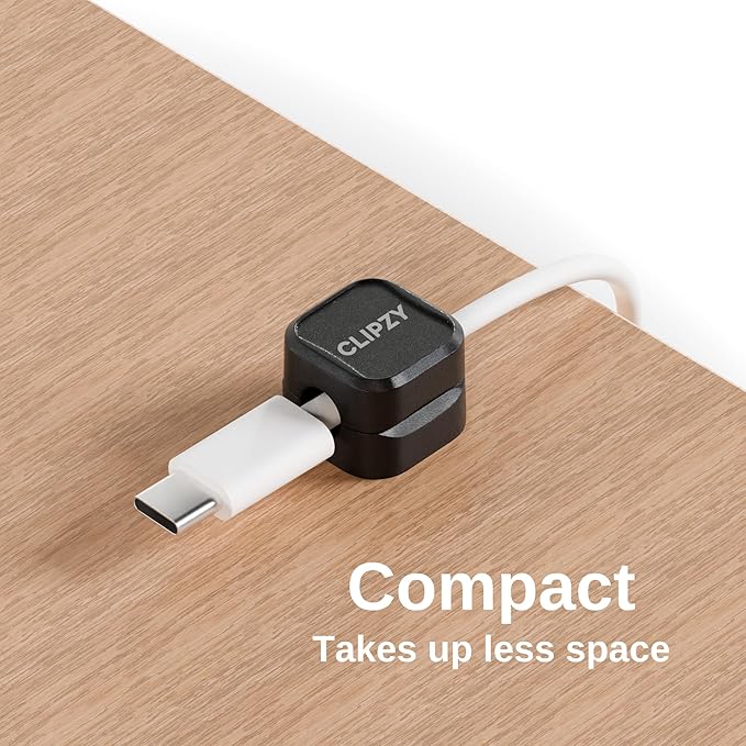 6 Pack Magnetic Cable Clips & Cord Holder, Under Desk Cable Management, Adhesive Wire Holder Keeper Organizer for Home Office Computer Desk Phone Car Wall Desktop Nightstand - Black