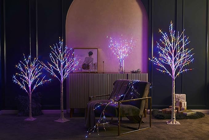 Birchlitland LED Birch Tree 4FT 200L Multiple Colors Fairy Lights, Lighted Trees for Indoor Outdoor Home Thanksgiving Christmas Holiday Decoration