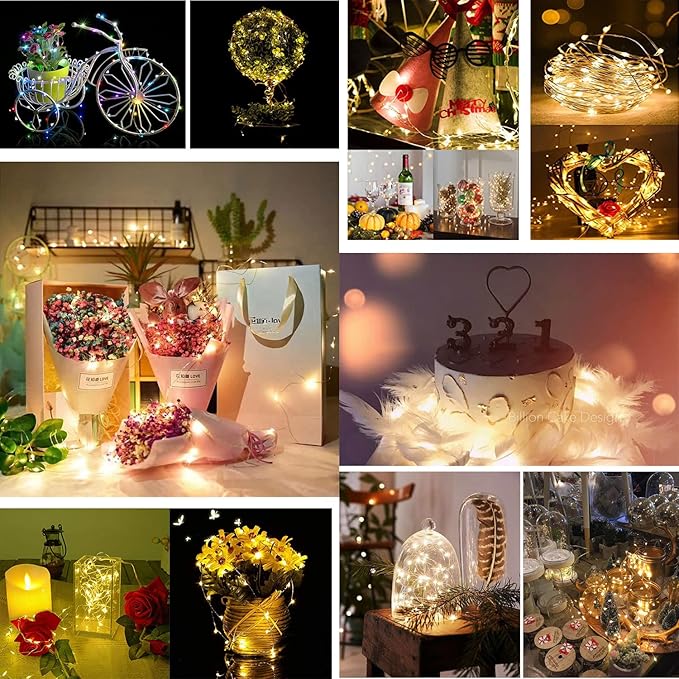 ZNYCYE Fairy Lights Battery Operated,24 Packs 9.8FT 30LEDs+ 6 Replacement Batteries Firefly Lights Copper Wire String Lights(NO Timer) for Bedroom Wedding Mason Jar Dorm Decor(Warm White)