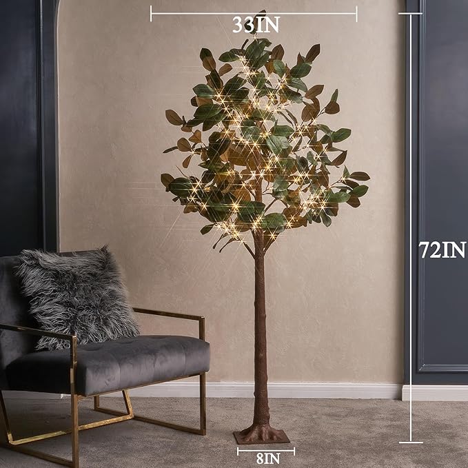 Hairui Lighted Magnolia Tree 6FT 280 LED Fairy Lights, Faux Plant Tree with Lights for Home Holiday Spring Decoration