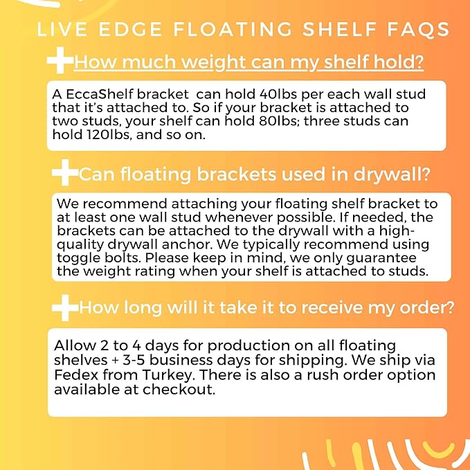 Rustic Live Edge Floating Shelves for Wall, Solid Wood Floating Shelf for Room Wall, Natural Wood Shelves for Bathroom, Floating Real Walnut Wood Shelf (24'' x 6'')