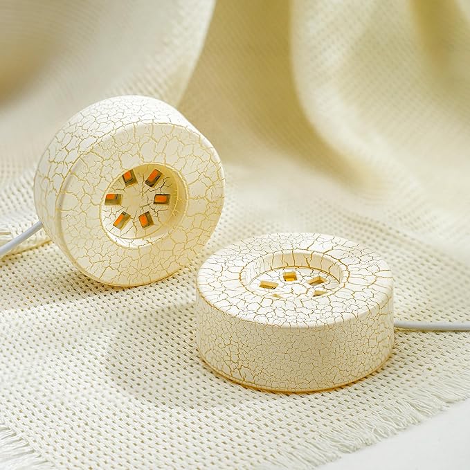 ZEERSHEE 2Pcs Crackle Glaze LED Display Stand for 3D Crystal 2.7*1inch Glass Resin Art Warm Light Lamp Base for Home Decor