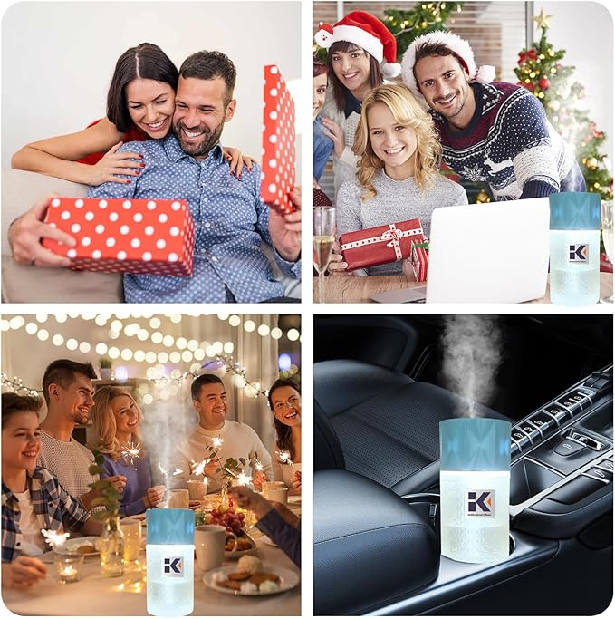 Essential Oil Diffuser with Night Light, 250ml Home Humidifier with Negative Ions, 3 Mode Ultrasonic Cool Mist Aroma Machine with 10ml Essential Oil (Blue, Sandwood)