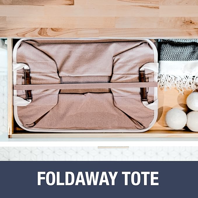 CleverMade Collapsible Laundry Basket Hamper - LUXE Mocha 2-Pack 60L - Space Saving Storage Organizer with Handles Foldable Home Organization