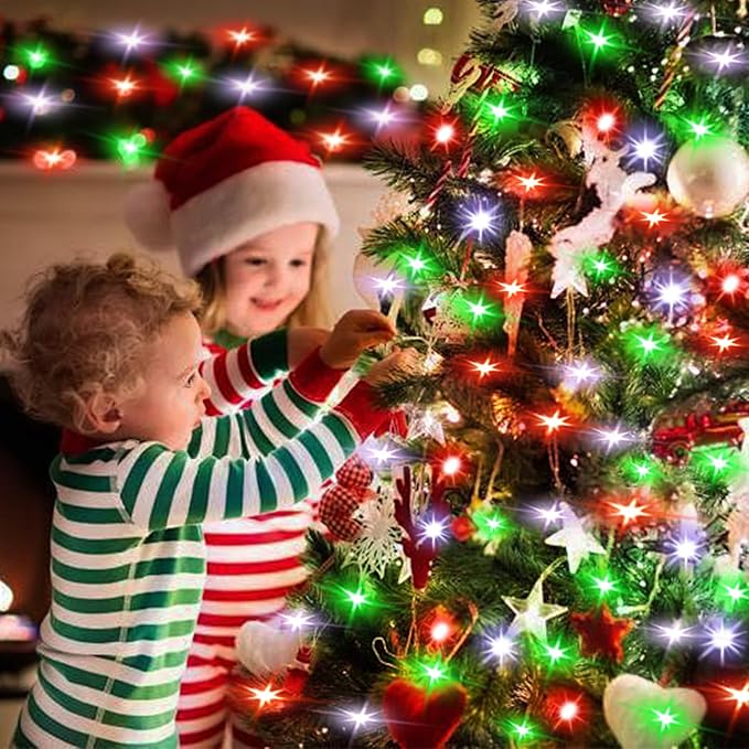 ZNYCYE 10 Pack Fairy Lights Battery Operated, 10 Ft 30 LED Fairy Lights with Timer, 8 Modes Christmas Lights, Waterproof for Indoor DIY Christmas Decorations(Red Green White)