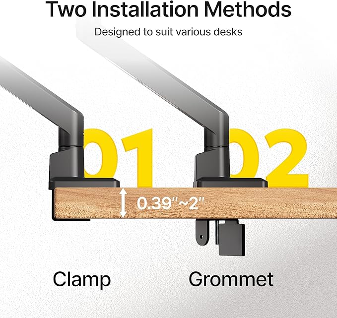 monTEK Single Monitor Arm with USB for Max 45 Inch Ultrawide Screens Adjustable Monitor Desk Mount Holds 35 Lbs Cable Management with C Clamp/Grommet Desk Mount, VESA 75/100mm, MA1007UCBK