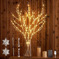 Hairui Lighted Branches with Iredescent Glitter 120 Fairy Lights USB Plug in and Battery Operated with Timer, White Twig Branches with Lights 32IN for Home Christmas Decorations Inside