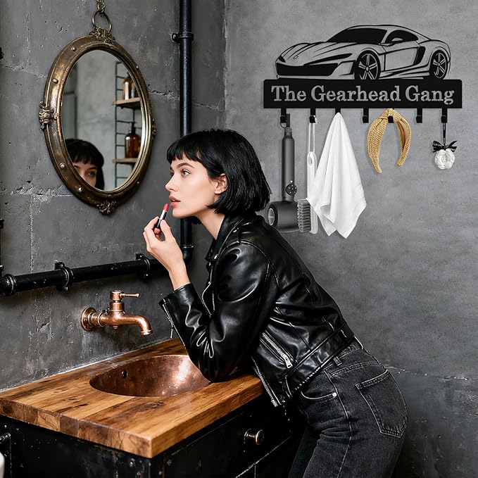 Personalized Car Key Holder Wall Mount, Custom Metal Key Rack Key Holder with Name, Deer Cabin Wall Keys Hanger with Hooks for Entryway, Front Door, Hallway, Kitchen, Living Room