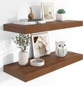 Heimlove 12" Deep Floating Shelves, 36 x 12 Inch Wall Mounted Long Floating Shelf with Invisible Brackets, for Home Decor, Bedroom, Kitchen, Living Room, Bathroom - 2 Pack, Walnut