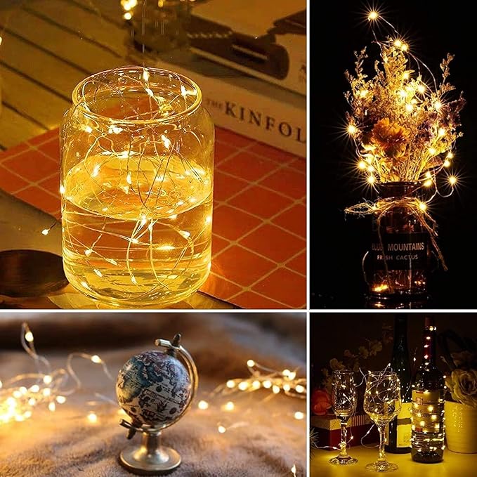 ZNYCYE 50 LED Fairy Lights with Timer,8.2Ft 8 Modes Battery Operated Fairy Lights, 4 Pack Mini Led String Lights for DIY Wedding Bedroom Mason Jar Vases Table Party Christmas Decoration (Warm White)