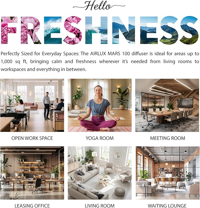 Mars 100 Smart Scent Diffuser, Elixair 3X Cold Air Essential Oil Diffuser up to 800 sq ft Coverage Home, Office, Bathroom, Living Room Decor, Dual 50ml Tanks, Battery Powered (Silver)