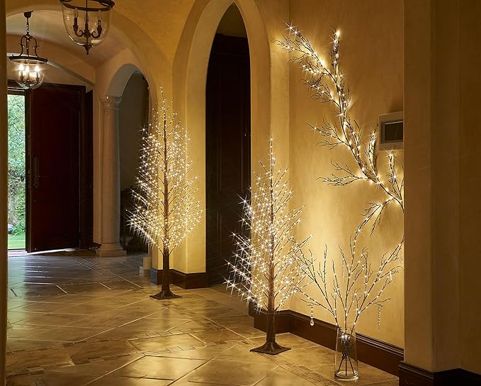 LITBLOOM Lighted Brown Willow Branches 200 Fairy Lights 32IN Plug in with Timer and Dimmer, Tree Branch with Lights for Home Holiday Christmas Decoration