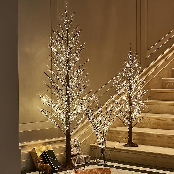 Fudios Lighted Alpine Tree Brown Willow 6FT 810 LED Fairy Lights,Artificial Winter Twig Trees Plug in for Christmas Indoor Outdoor Home Decoration
