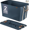CleverMade Collapsible Laundry Basket Hamper - LUXE Navy Noir Cream 2Pack 60L - Space Saving Storage Organizer with Handles Foldable Home Organization