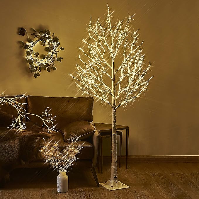 BAOLITVINE Lighted Birch Tree Plug in 330 Fairy Lights 6FT, Twig Tree with Lights for Indoor Outdoor Home Room Porch Christmas Decoration
