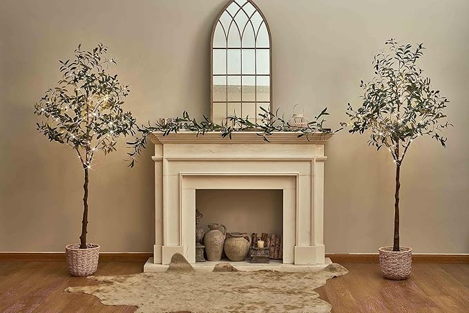 Hairui Lighted Olive Tree with 300 Warm White Fairy Lights 6FT with Dimmer and Timer, Faux Greenery Tree Lights for Indoor Outdoor Home Decoration