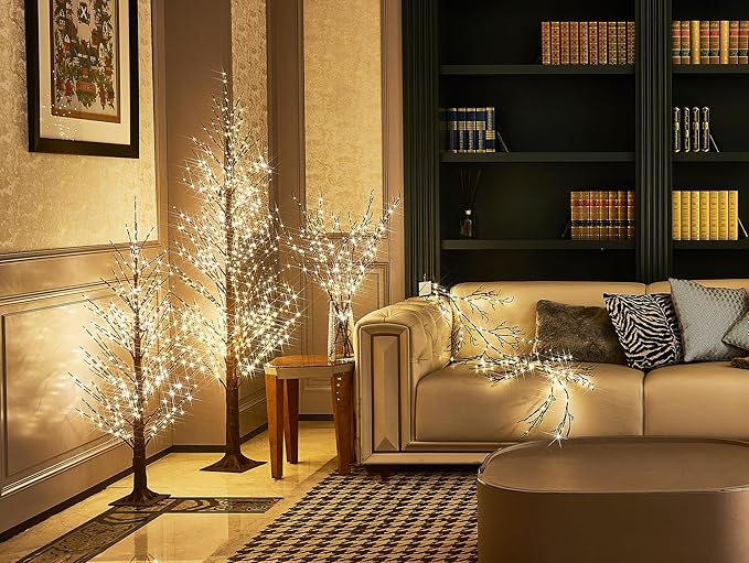 LITBLOOM Lighted Brown Willow Branches 200 Fairy Lights 32IN Plug in with Timer and Dimmer, Tree Branch with Lights for Home Holiday Christmas Decoration