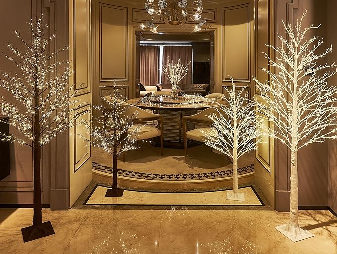 LITBLOOM Lighted White Twig Branches 32IN 200 LED Fairy Lights Plug in with Timer and Dimmer, Artificial Tree Branch with Lights for Holiday Xmas Home Decoration Indoor Outdoor Decor