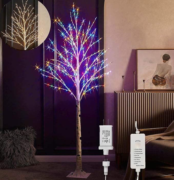 Birchlitland LED Birch Tree 6FT 330L Multiple Colors Fairy Lights, Lighted Trees for Indoor Outdoor Home Thanksgiving Christmas Holiday Decoration…